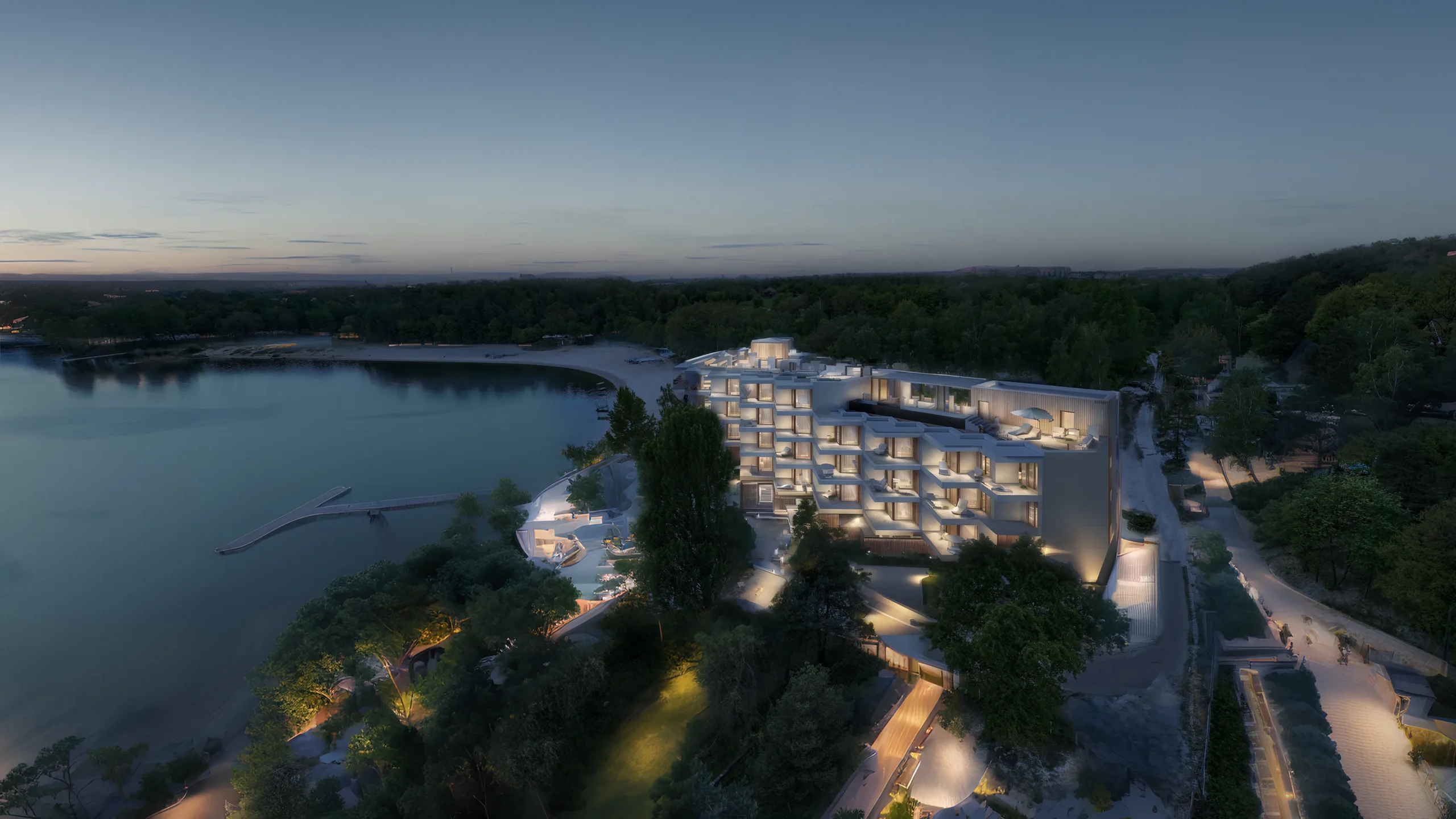 widok na apartamenty lagonysa w nocy